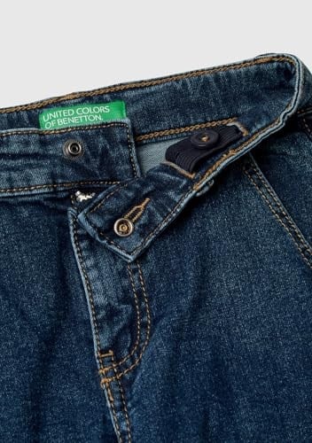 Benetton Erkek Çocuk Lacivert Yama Cepli Kemer Delikli Slim Fit Denim Kargo Pantolon