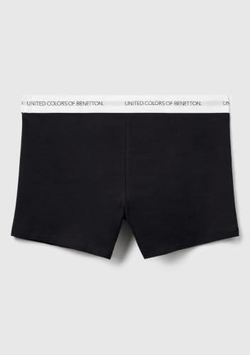 Benetton Erkek Siyah Yazı Şeritli Koton Boxer