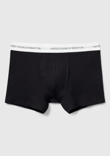 Benetton Erkek Siyah Yazı Şeritli Koton Boxer