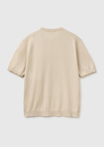 Benetton Erkek Taş%100 Pamuk Ribanalı Kontrast Detaylı Triko T-Shirt