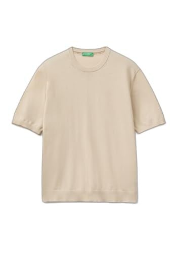 Benetton Erkek Taş%100 Pamuk Ribanalı Kontrast Detaylı Triko T-Shirt