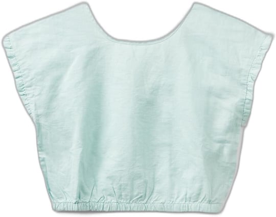 Benetton Kız Çocuk Açık Mavi Keten Karışımlı Bluz