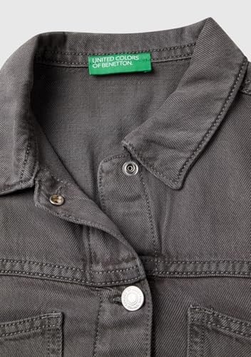 Benetton Kız Çocuk Antrasit%100 Liyosel Logo Detaylı Önü Yama Cepli Ceket