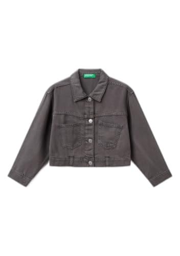 Benetton Kız Çocuk Antrasit%100 Liyosel Logo Detaylı Önü Yama Cepli Ceket