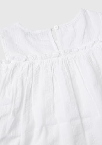 Benetton Kız Çocuk Beyaz Omzu Açık Lastik Detaylı Bisiklet Yaka Bluz