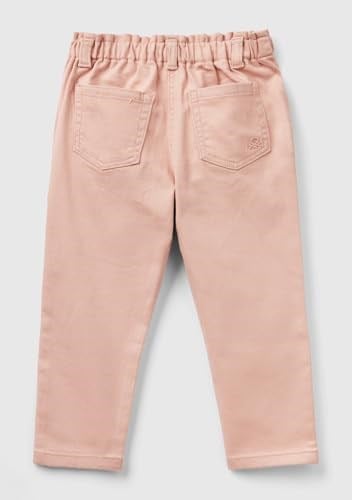Benetton Kız Çocuk Pastel Pembe Beli Büzgülü 4 Cepli Boru Paça Pantolon