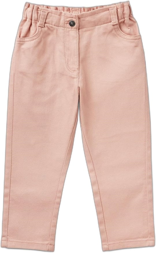 Benetton Kız Çocuk Pastel Pembe Beli Büzgülü 4 Cepli Boru Paça Pantolon