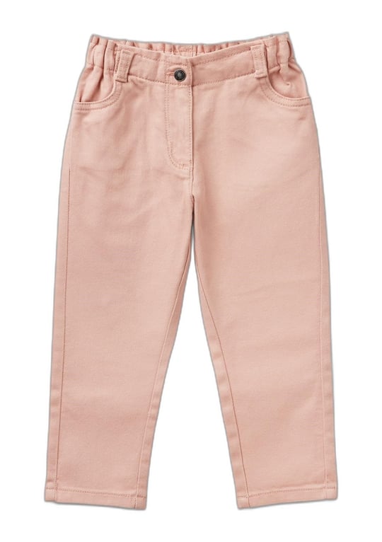 Benetton Kız Çocuk Pastel Pembe Beli Büzgülü 4 Cepli Boru Paça Pantolon