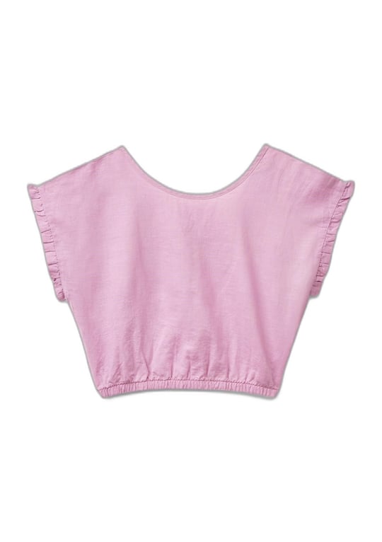 Benetton Kız Çocuk Pembe Keten Karışımlı Bluz