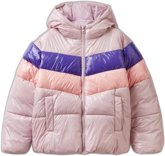 Benetton Kız Çocuk Pembe Parlak Pufa Mont