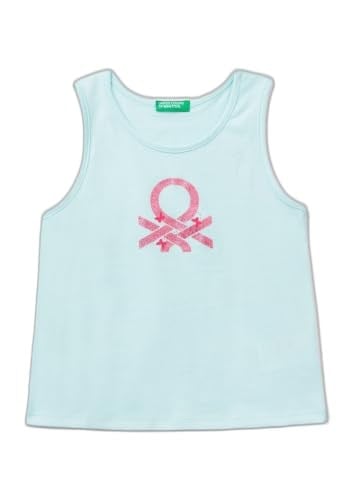 Benetton Kız Çocuk Su Yeşili Simli Logo İşlemeli Atlet