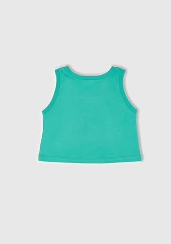 Benetton Kız Çocuk Yeşil Simli Logo Baskılı Atlet, Yeşil, 7-8 Yaş