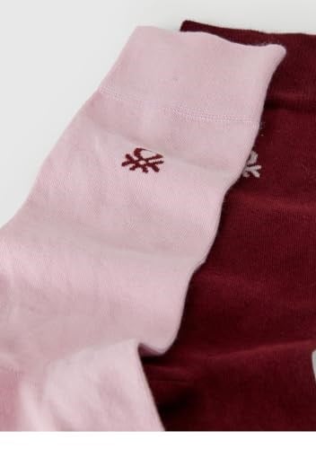 Benetton Unisex Krem-Siyah Pamuk Karışımlı Logo Detaylı 2li Uzun Çorap Seti - Bedenler: S, L