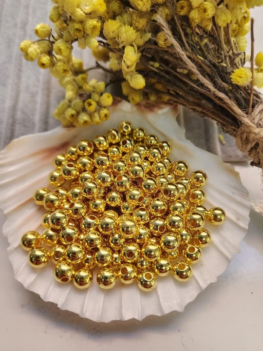 Benim Marifetlerim - Altın Delikli inci Boncuk 8 mm 10 gram