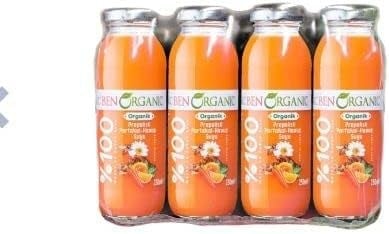 BenOrganic Propolisli Portakal Havuç Suyu 250 ml Cam Şişe