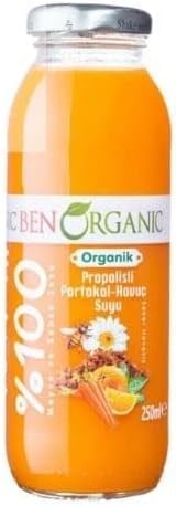 BenOrganic Propolisli Portakal Havuç Suyu 250 ml Cam Şişe