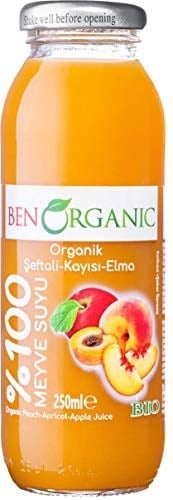 BenOrganic Şeftali Kayısı Elma Suyu 250 ml Cam Şişe