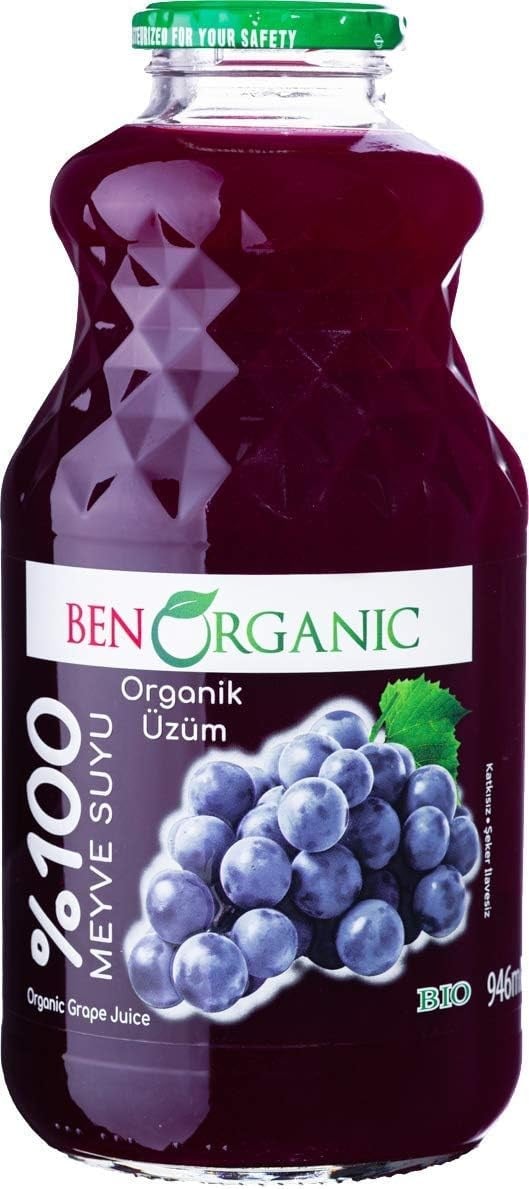 BenOrganic Üzüm Suyu 946 ml Cam Şişe