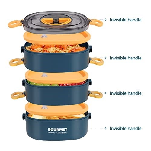 Bento Box Yetişkin Öğle Yemeği Kutusu, Sızdırmaz, BPA İçermeyen İstifleme (3 Katlı) Taşınabilir İstiflenebilir Gıda Kabı Saklama Kutuları Çalışma Okul Kamp için (Mavi)