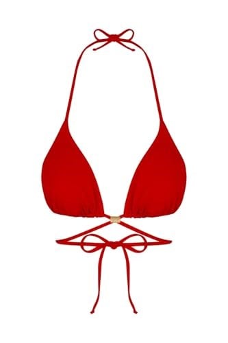 Beria Kadın Çapraz Bağlama Detaylı Üçgen İpli Kırmızı Bikini Takımı