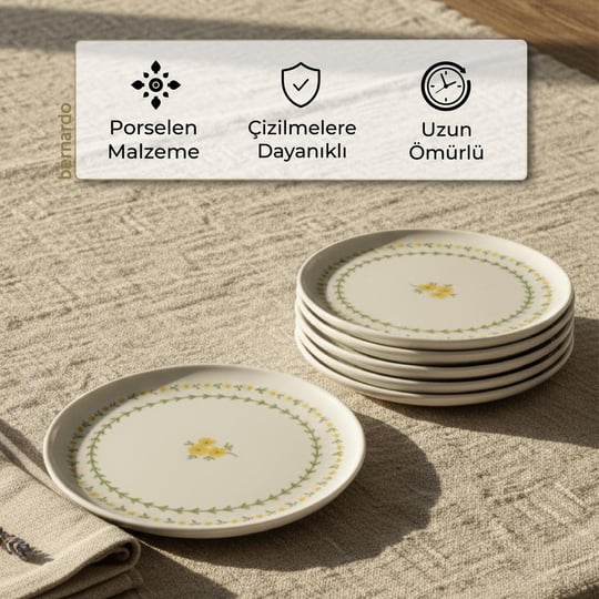 Bernardo Mimoza Porselen 6 Parça Pasta Takımı