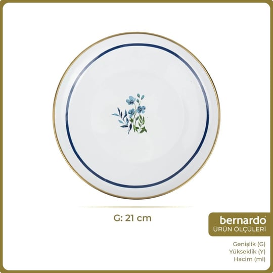 Bernardo Sapphire Emaye Servis Tabağı 21 Cm