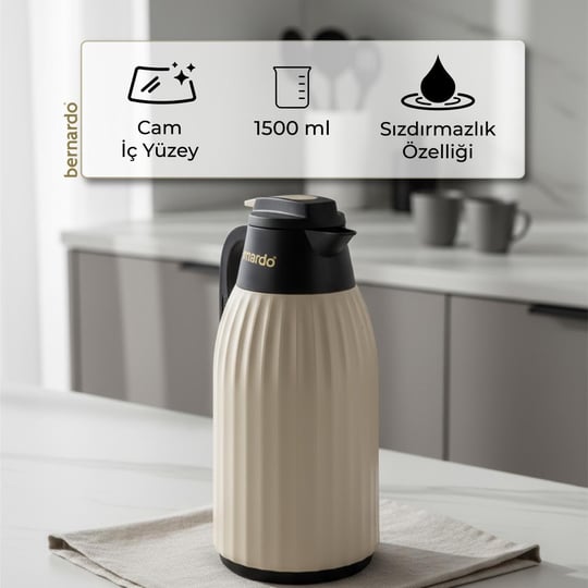 Bernardo Silva Cam Termos Krem 1.5 Litre