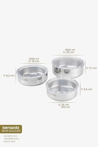 Bernardo Stelo 3Lü Çelik Saklama Kabı (16-18-20 Cm) 6 Parça