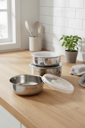 Bernardo Stelo 3Lü Çelik Saklama Kabı (16-18-20 Cm) 6 Parça