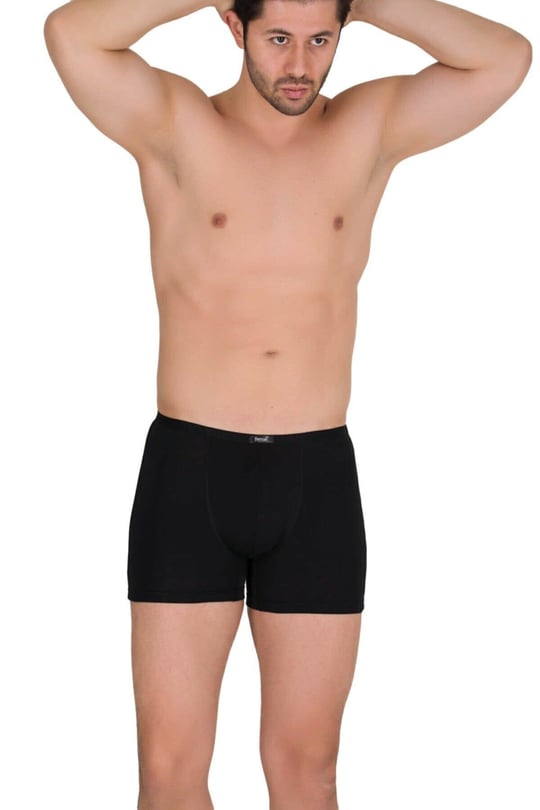 Berrak 6 Adet Siyah Renk İnce Kemerli Modal Boxer Siyah L