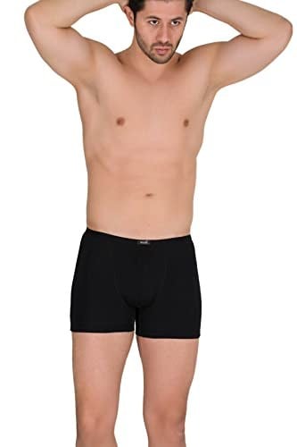 Berrak 6 Adet Siyah Renk İnce Kemerli Modal Boxer Siyah L
