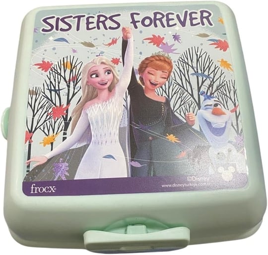 Beslenme Kutusu 4 Bölmeli Frozen Mint Yeşili Renk Kız Figürlü 1 Adet Yemek Saklama Kabı Beslenme Çantası