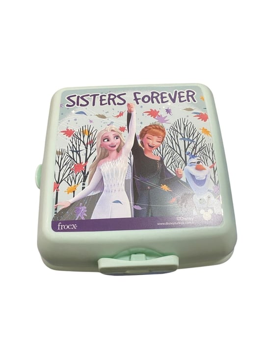 Beslenme Kutusu 4 Bölmeli Frozen Mint Yeşili Renk Kız Figürlü 1 Adet Yemek Saklama Kabı Beslenme Çantası
