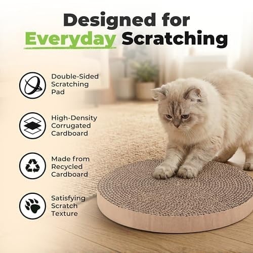Best Pet Supplies Aktif Oyun için Scratch and Spin Kedi Scratcher Yedek Pedleri, Doğal Geri Dönüştürülmüş Oluklu Mukavva, Davranışları Destekler, Stresi Azaltır - 5 Adet