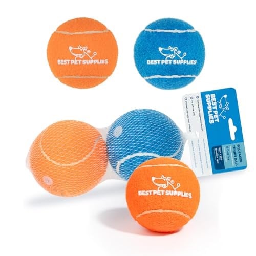 Best Pet Supplies Köpekler için Gıcırtılı Tenis Topları, 2li Paket, Atmak ve Getirmek için Ağır Hizmet İnteraktif Evcil Hayva - Seçenekler: Large (Pack of 2), Small (Pack of 4), Medium (Pack of 4)...
