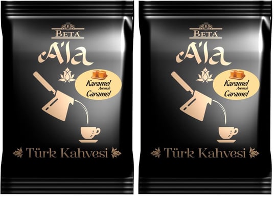 Beta ALa Karamel Aromalı Türk Kahvesi Metalize Poşet 100 Gr (2 paketi)