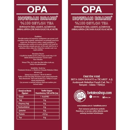 Beta Howdah Premium Siyah Çay 250 gr