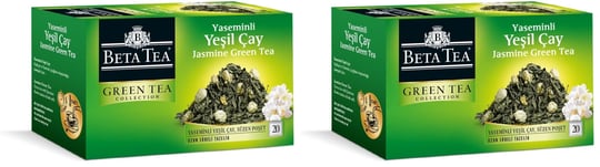 Beta Tea Beta Jasmine Green Bardak Poşet 20 Adet (Yaseminli Yeşil Çay) 2li paket - Seçenekler: Standart 2li paket, Standart