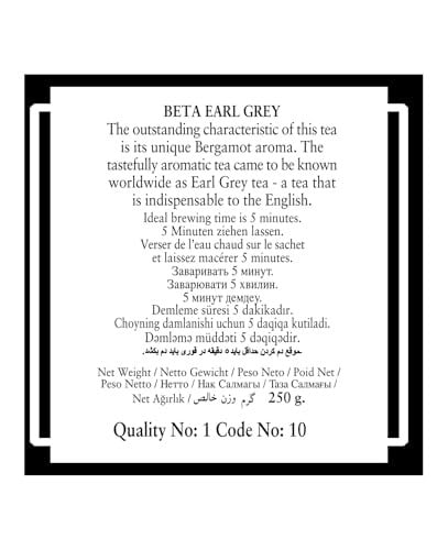 Beta Tea Earl Grey Metal Ambalaj 250 GR (Bergamot - Tomurcuk Çayı)