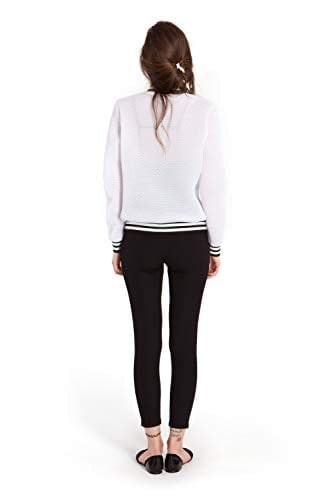 Bexy Amanda - File Detaylı Beyaz Spor Bomber Ceket | 160206-3 (Large)