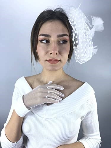 Beyaz Bilek Detaylı Gelin Eldiveni Ve Vualet Takımı