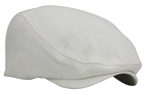 Beyaz Kasket Pamuklu London Flat Cap Şapka