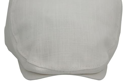 Beyaz Kasket Pamuklu London Flat Cap Şapka