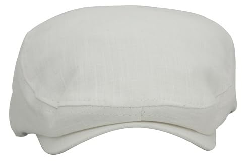 Beyaz Kasket Pamuklu London Flat Cap Şapka