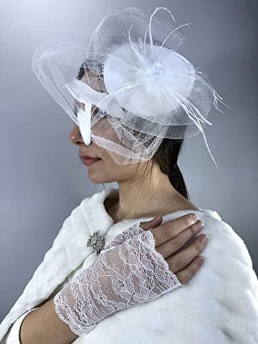 Beyaz Vualet Ve Beyaz Kısa Eldiven Nikah Takımı