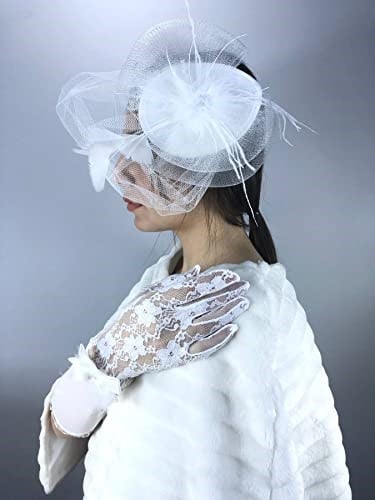 Beyaz Vualet Ve Beyaz Uzun Fiyonklu Eldiven Nikah Takımı