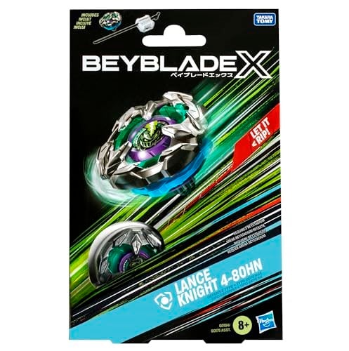 BEYBLADE X Lance Knight 4-80HN Başlangıç Paketi Seti, Savunma Tipi Sağ Dönen Üst ve Başlatıcı; 8 Yaşındaki Erkek ve Kız Çocukları için Savaş Oyuncakları