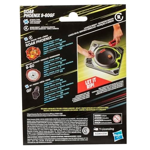 Beyblade X Soar Phoenix 9-60GF Deluxe İp Fırlatıcı Seti, Saldırı Tipi Sağ Dönen Top Oyuncak; 8 Yaşındaki Erkek ve Kız Çocuklar için Harika Hediye