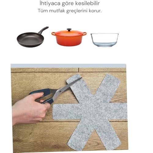 Beylini 12 Li Set Tencere Tava Koruyucu Borcam Çizdirmez Keçe Düzenleyici (Gri)