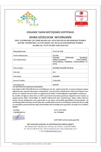 Beyorganik Organik Bebek Irmik 200gr (PESTİSİT VE AFLATOKSİN ANALİZLİ)
